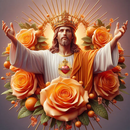 Yellow Rose Jesus - Full Round Drill Diamond Painting 40*40CM