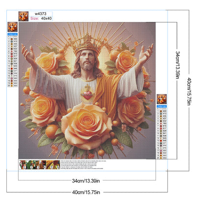 Yellow Rose Jesus - Full Round Drill Diamond Painting 40*40CM