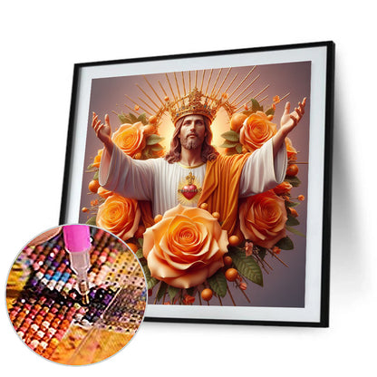 Yellow Rose Jesus - Full Round Drill Diamond Painting 40*40CM