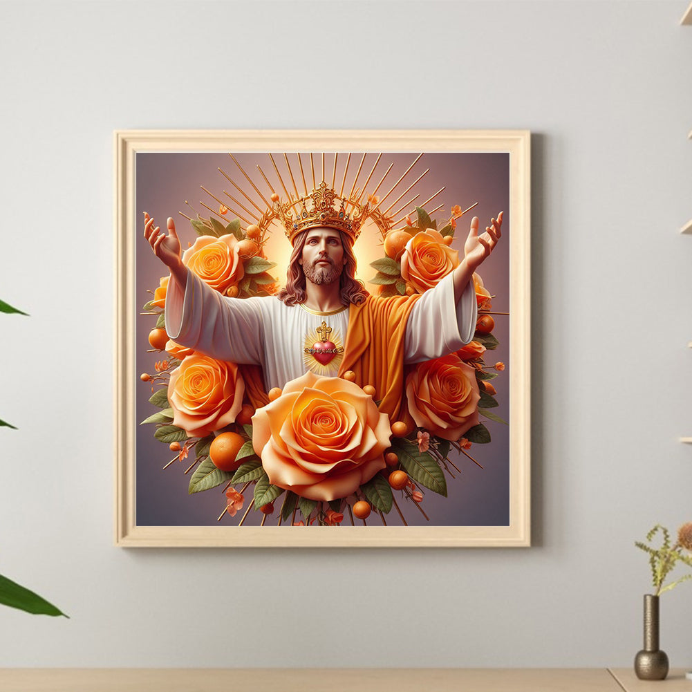 Yellow Rose Jesus - Full Round Drill Diamond Painting 40*40CM