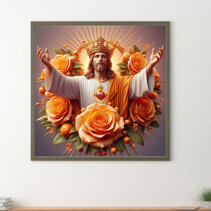 Yellow Rose Jesus - Full Round Drill Diamond Painting 40*40CM