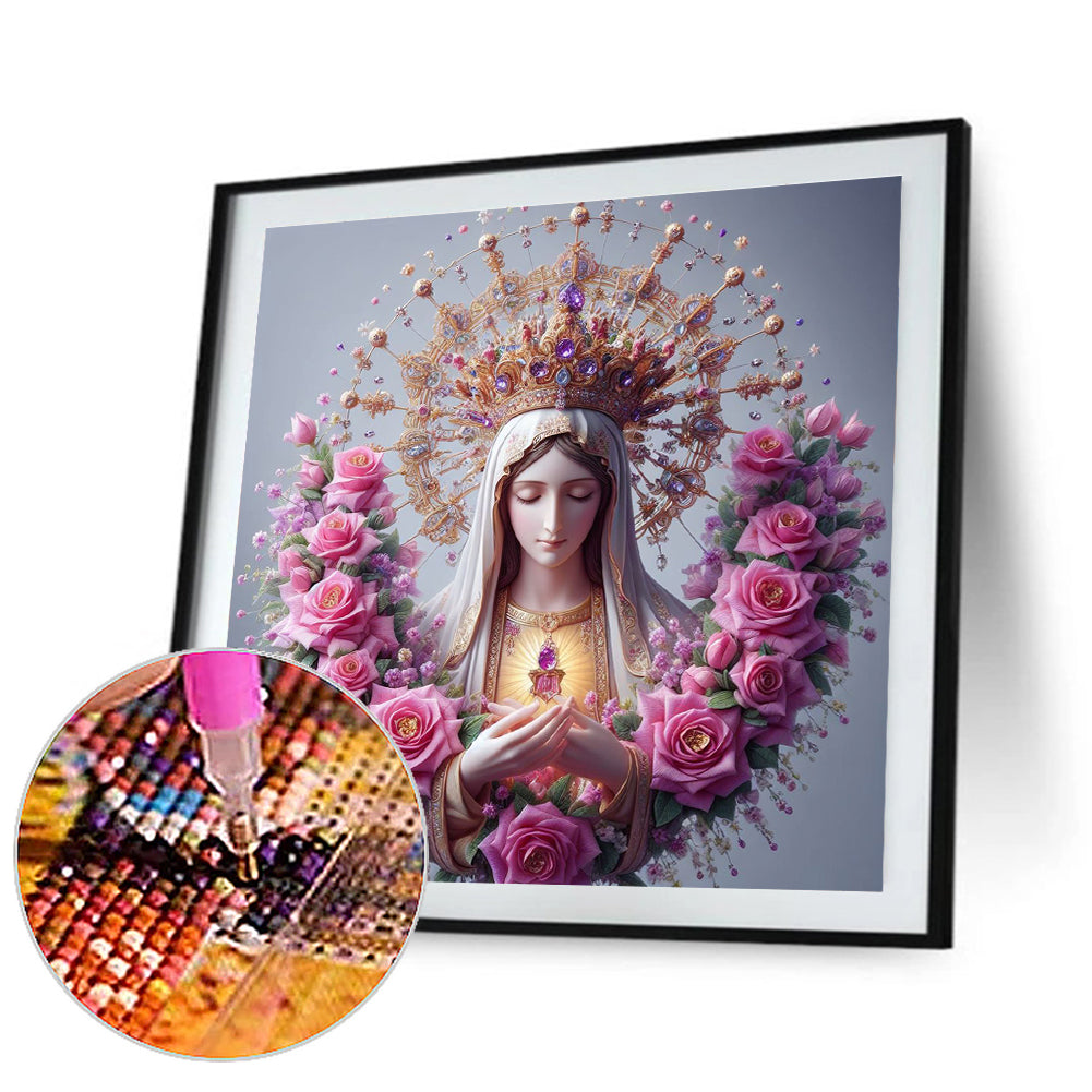 Virgin And Rose - Full Round Drill Diamond Painting 40*40CM