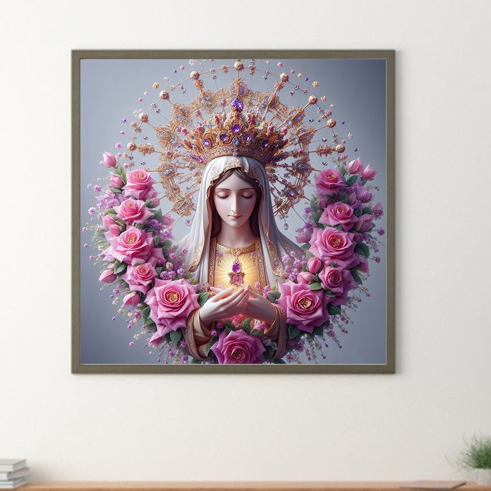 Virgin And Rose - Full Round Drill Diamond Painting 40*40CM