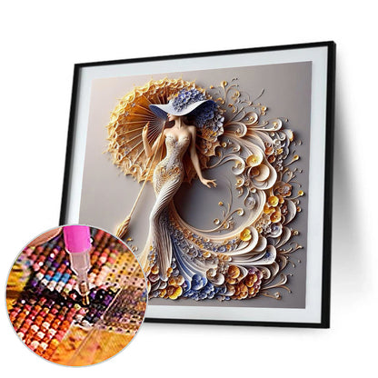 Temperament Girl - Full Round Drill Diamond Painting 40*40CM