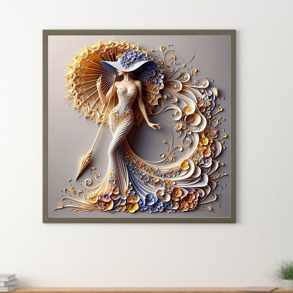 Temperament Girl - Full Round Drill Diamond Painting 40*40CM