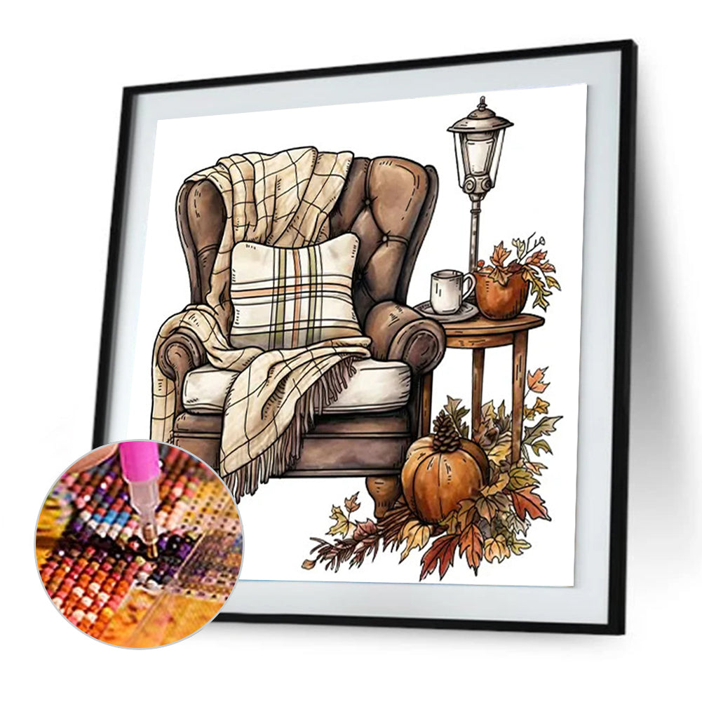 Pumpkin Sofa - Full Round Drill Diamond Painting 30*30CM