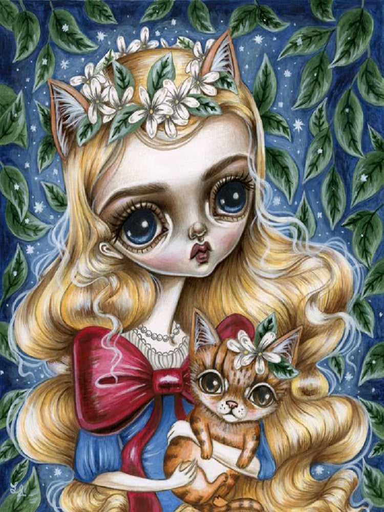 Fox Blonde Girl - Full Round Drill Diamond Painting 40*50CM