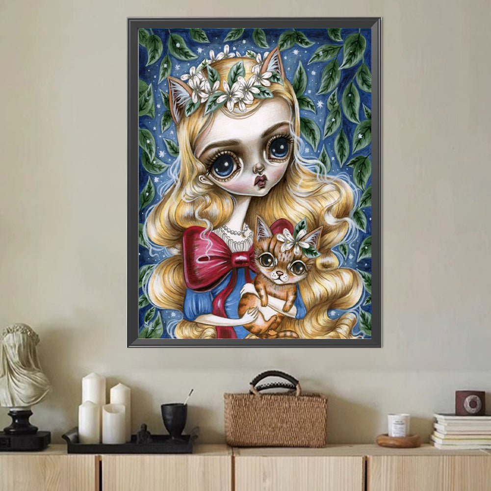 Fox Blonde Girl - Full Round Drill Diamond Painting 40*50CM