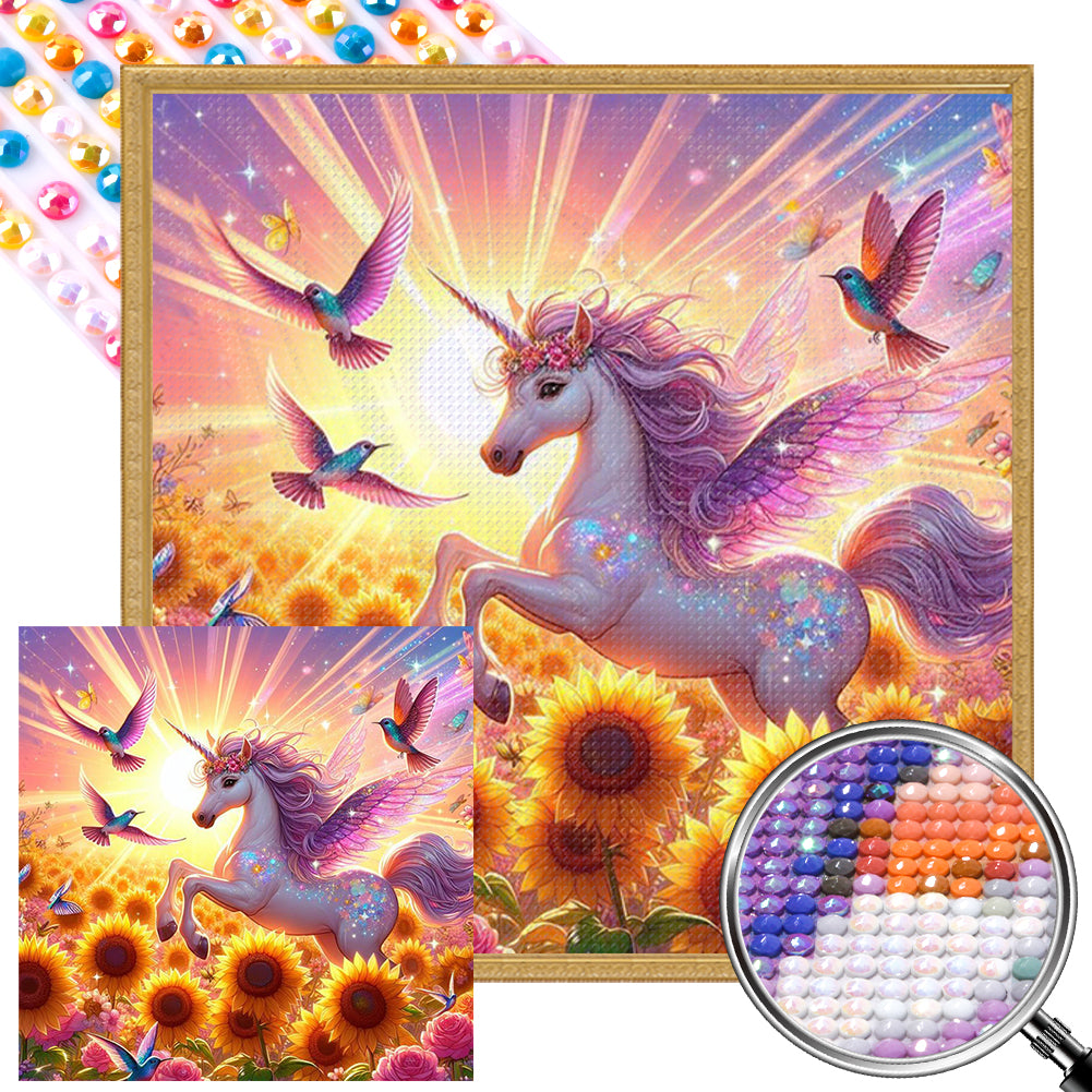 Hummingbirds And Unicorns - Full AB Round Drill Diamond Painting 40*40CM