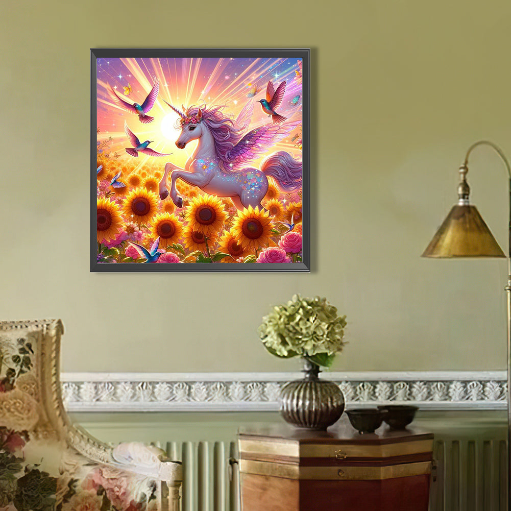 Hummingbirds And Unicorns - Full AB Round Drill Diamond Painting 40*40CM