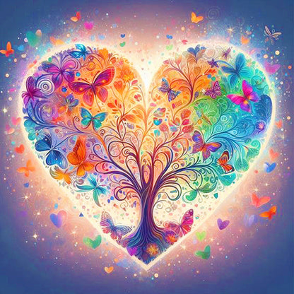 Butterfly Love Tree - Full AB Round Drill Diamond Painting 40*40CM