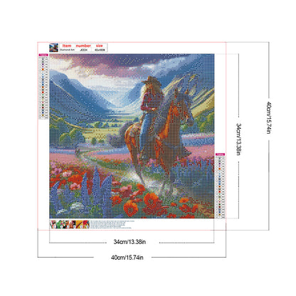 Horseback Riding To See The Sea Of Flowers - Full Round Drill Diamond Painting 40*40CM