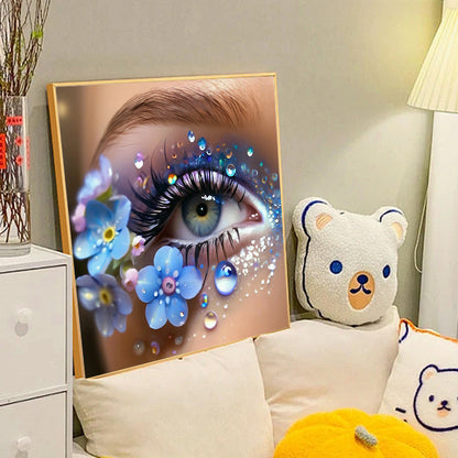 Blue Flowers For Eyes - Full Round Drill Diamond Painting 40*40CM