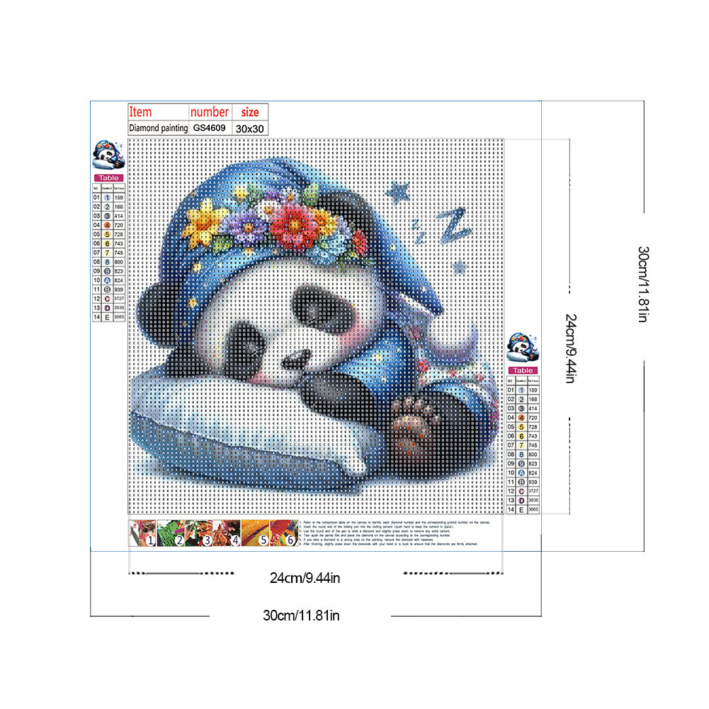 Sleeping Panda - Full Round Drill Diamond Painting 30*30CM