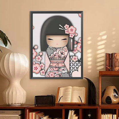 Japanese Style Illustration Girl - Full Round Drill Diamond Painting 30*40CM