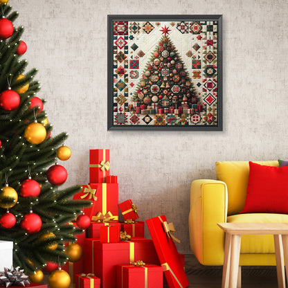 Abstract Fabric Christmas Tree - Full Round Drill Diamond Painting 50*50CM