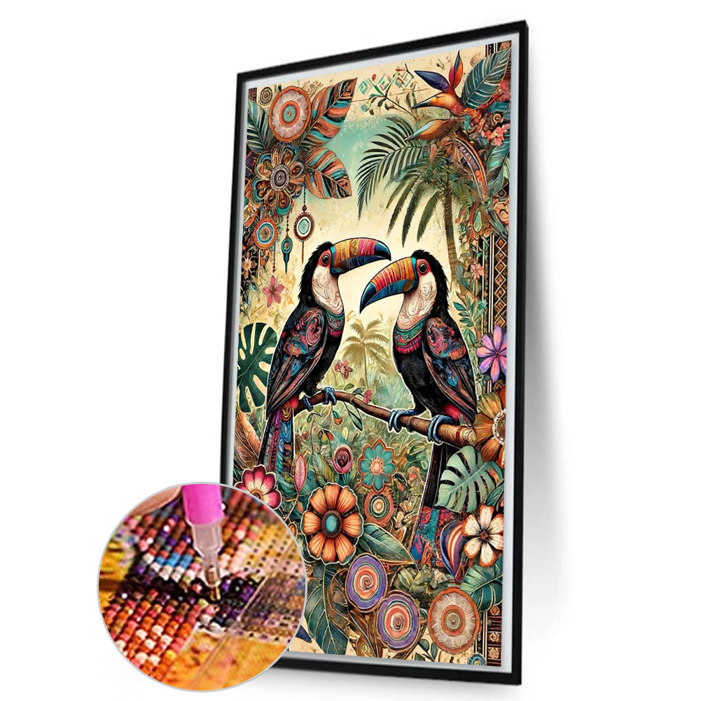 Abstract Coconut Tree Toucan - Full Round Drill Diamond Painting 50*85CM