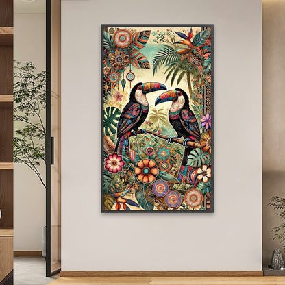 Abstract Coconut Tree Toucan - Full Round Drill Diamond Painting 50*85CM