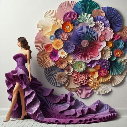 Purple Dress Beauty - Full Round Drill Diamond Painting 40*40CM