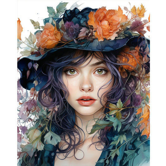 Flower Fantasy Girl - Full Round Drill Diamond Painting 40*50CM