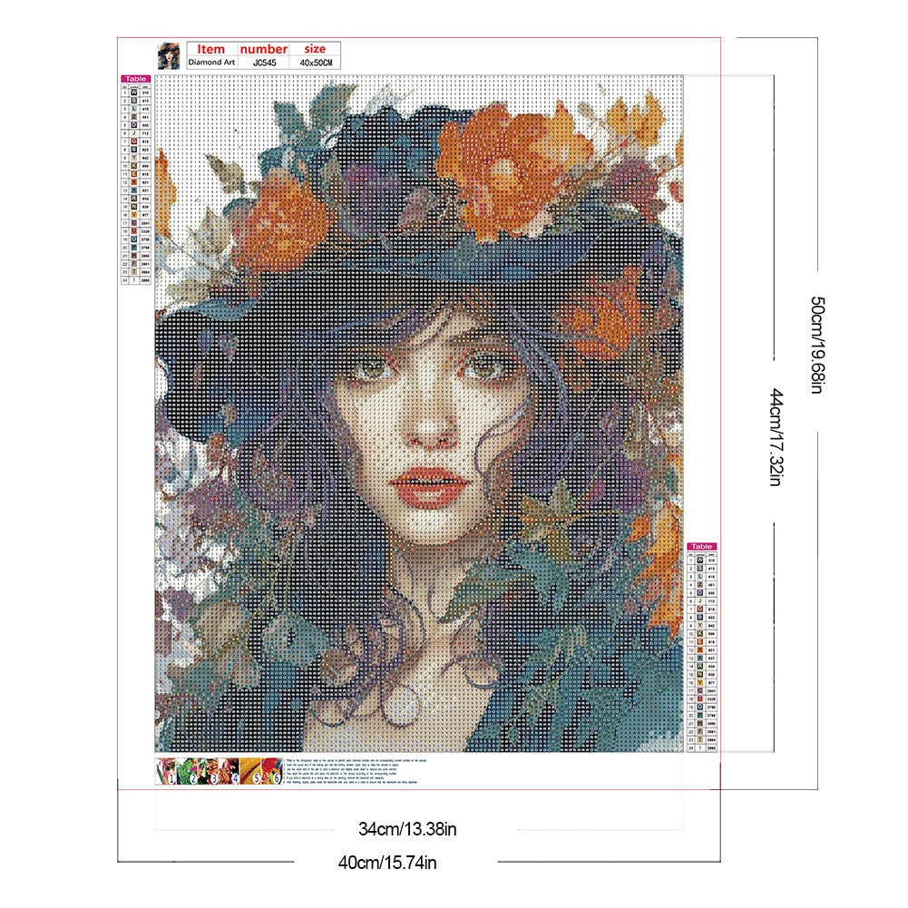 Flower Fantasy Girl - Full Round Drill Diamond Painting 40*50CM