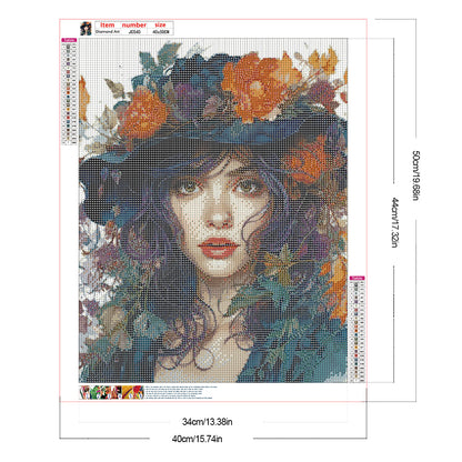 Flower Fantasy Girl - Full Round Drill Diamond Painting 40*50CM