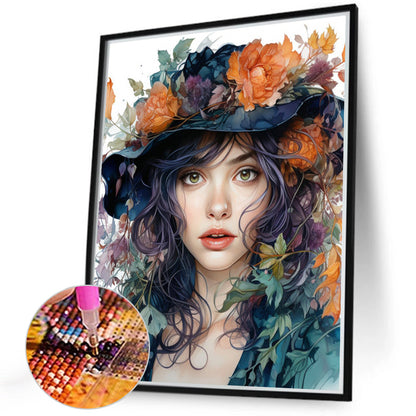 Flower Fantasy Girl - Full Round Drill Diamond Painting 40*50CM