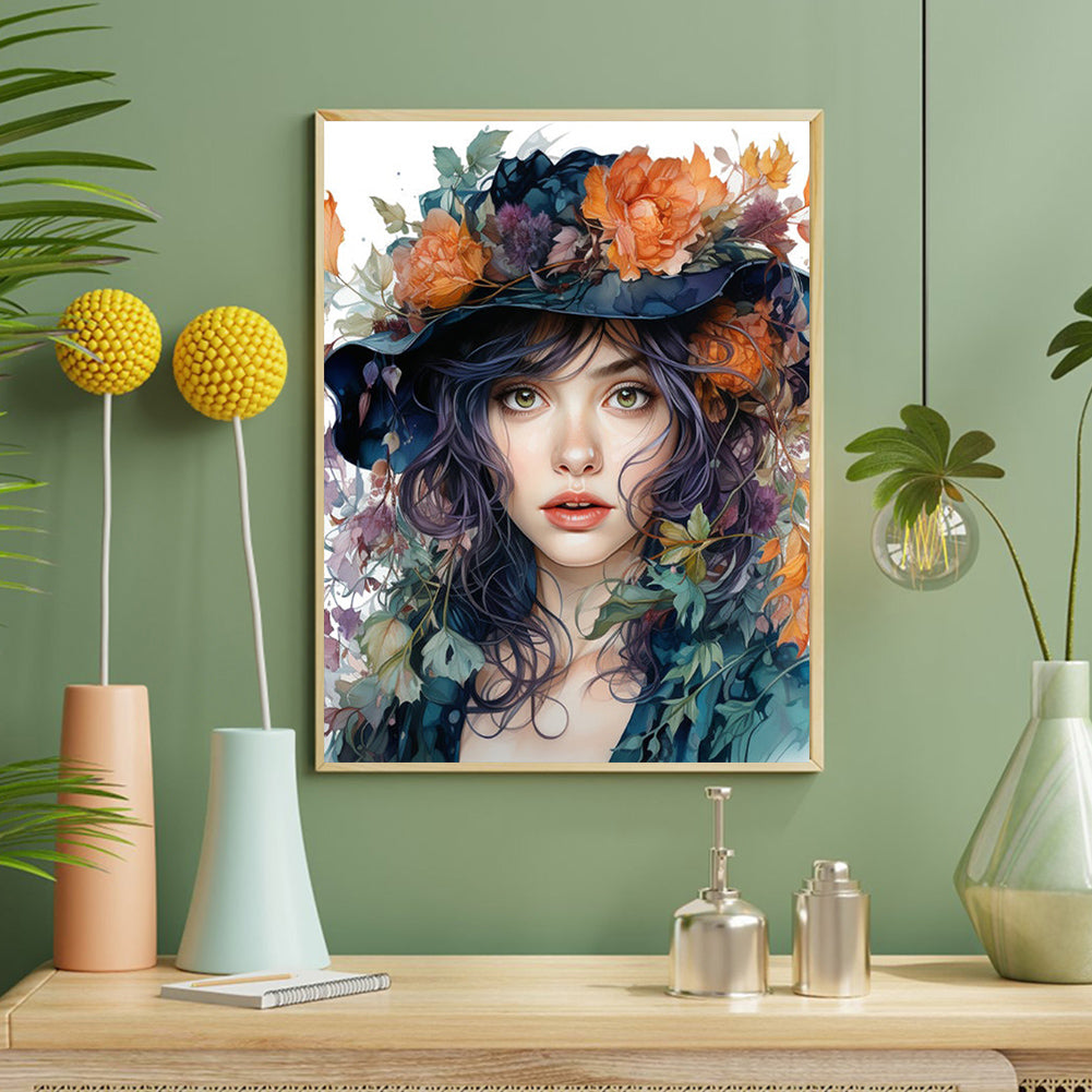 Flower Fantasy Girl - Full Round Drill Diamond Painting 40*50CM