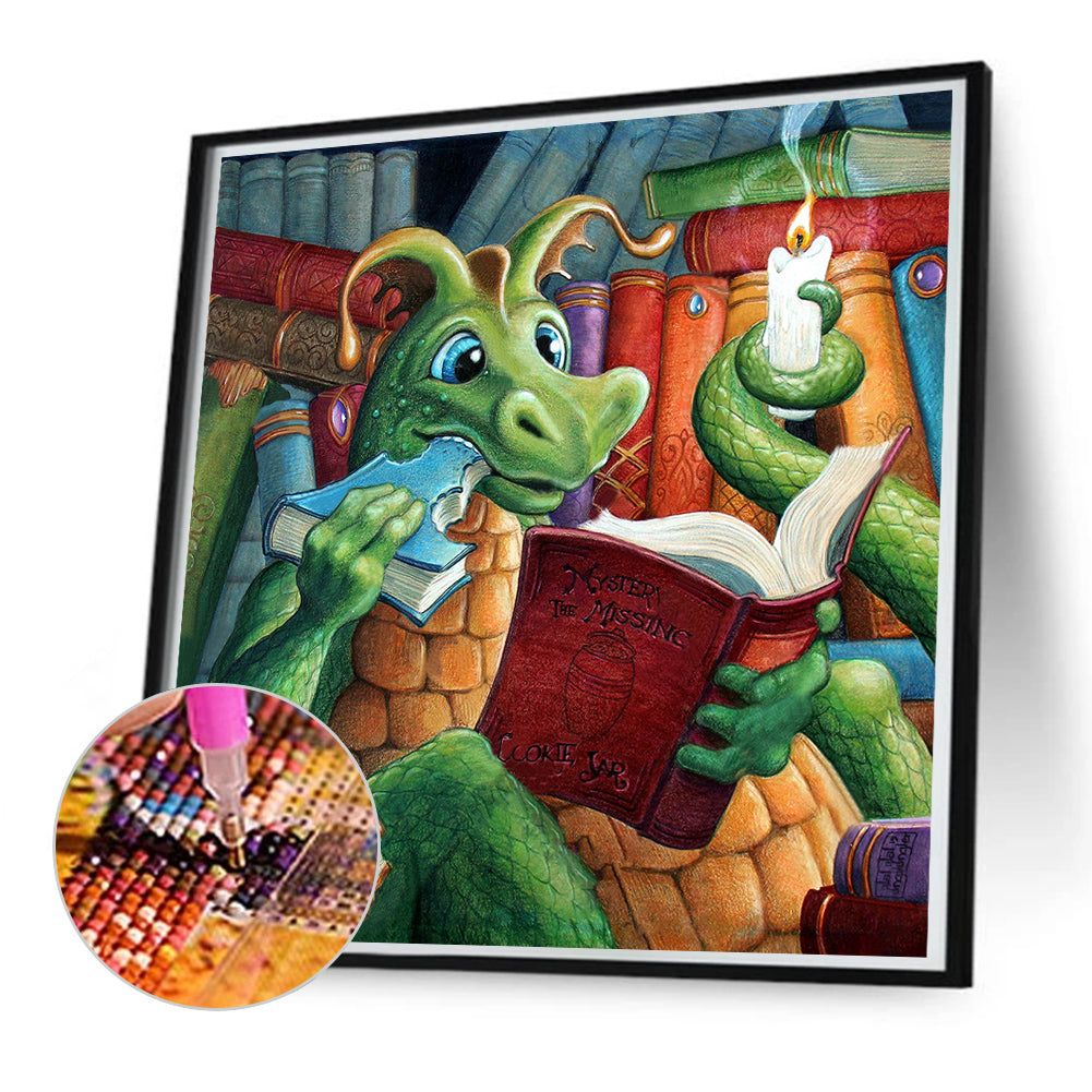 Dinosaur Reading - Full Round Drill Diamond Painting 50*50CM