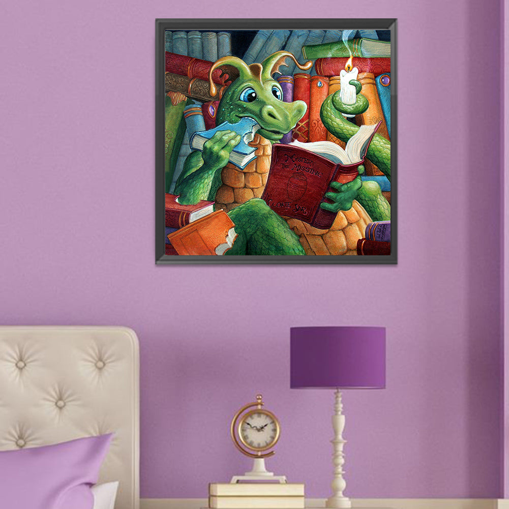 Dinosaur Reading - Full Round Drill Diamond Painting 50*50CM