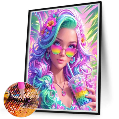 Colorful Girl - Full Round Drill Diamond Painting 45*55CM