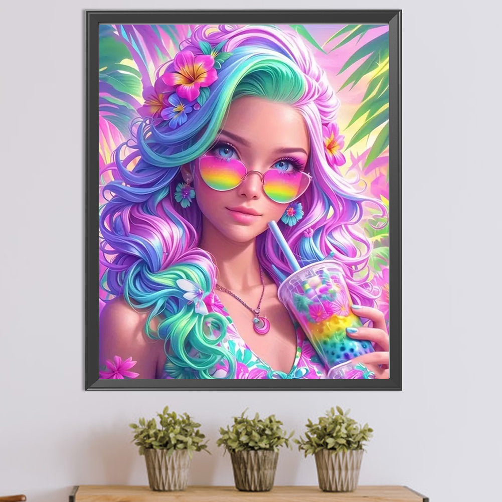 Colorful Girl - Full Round Drill Diamond Painting 45*55CM