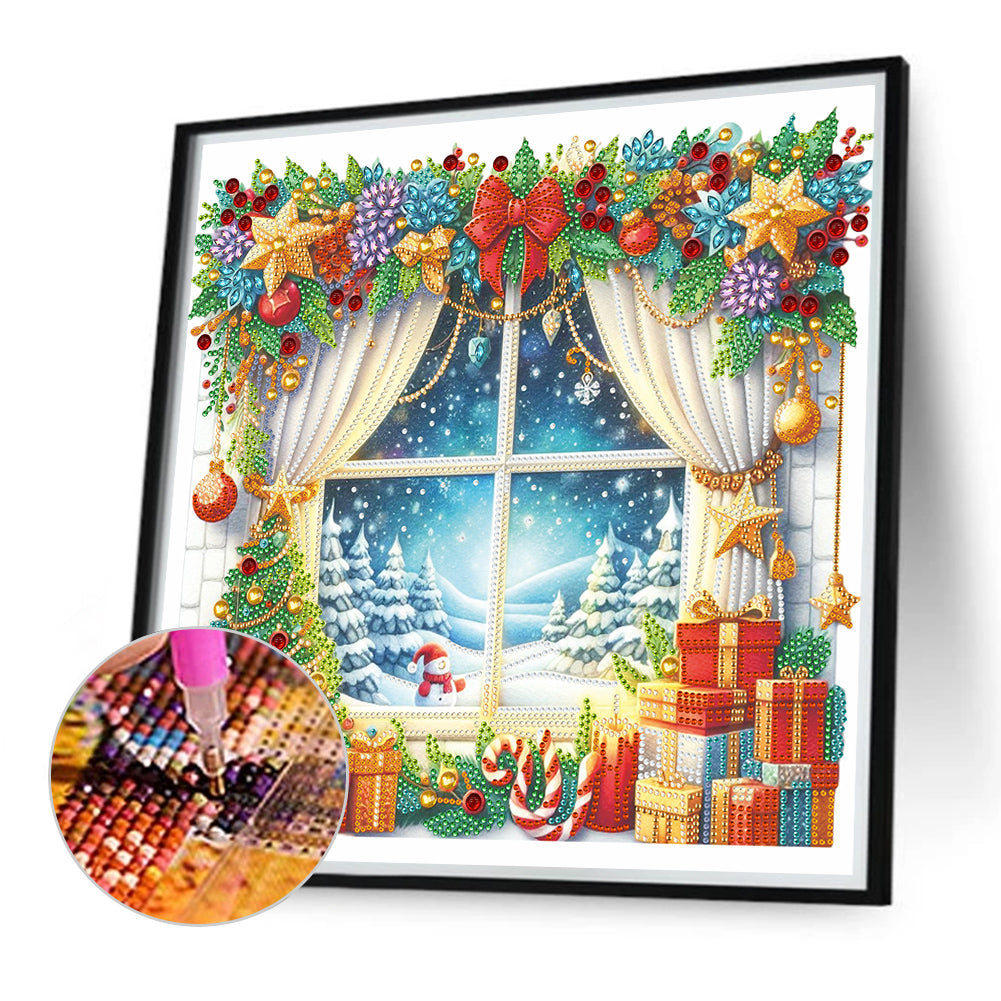 Christmas Window Scenery - Special Shaped Drill Diamond Painting 40*40CM