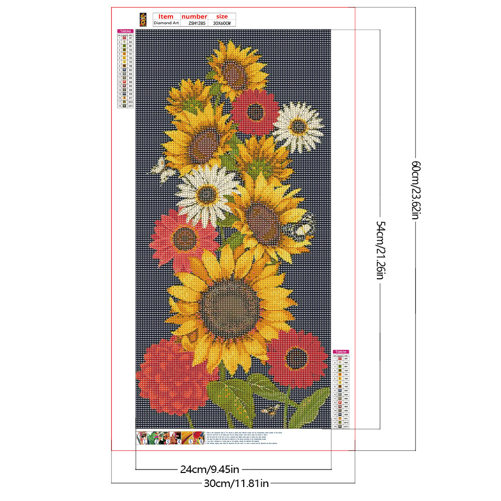 Sunflower - Full Round Drill Diamond Painting 30*60CM