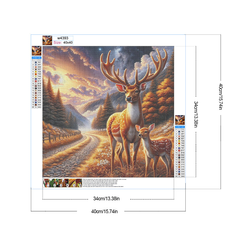 Fall Elk - Full Round Drill Diamond Painting 40*40CM