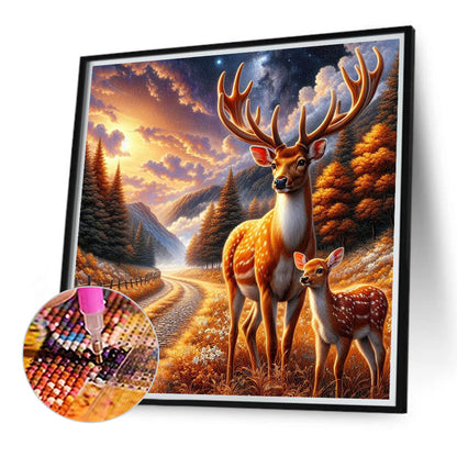 Fall Elk - Full Round Drill Diamond Painting 40*40CM