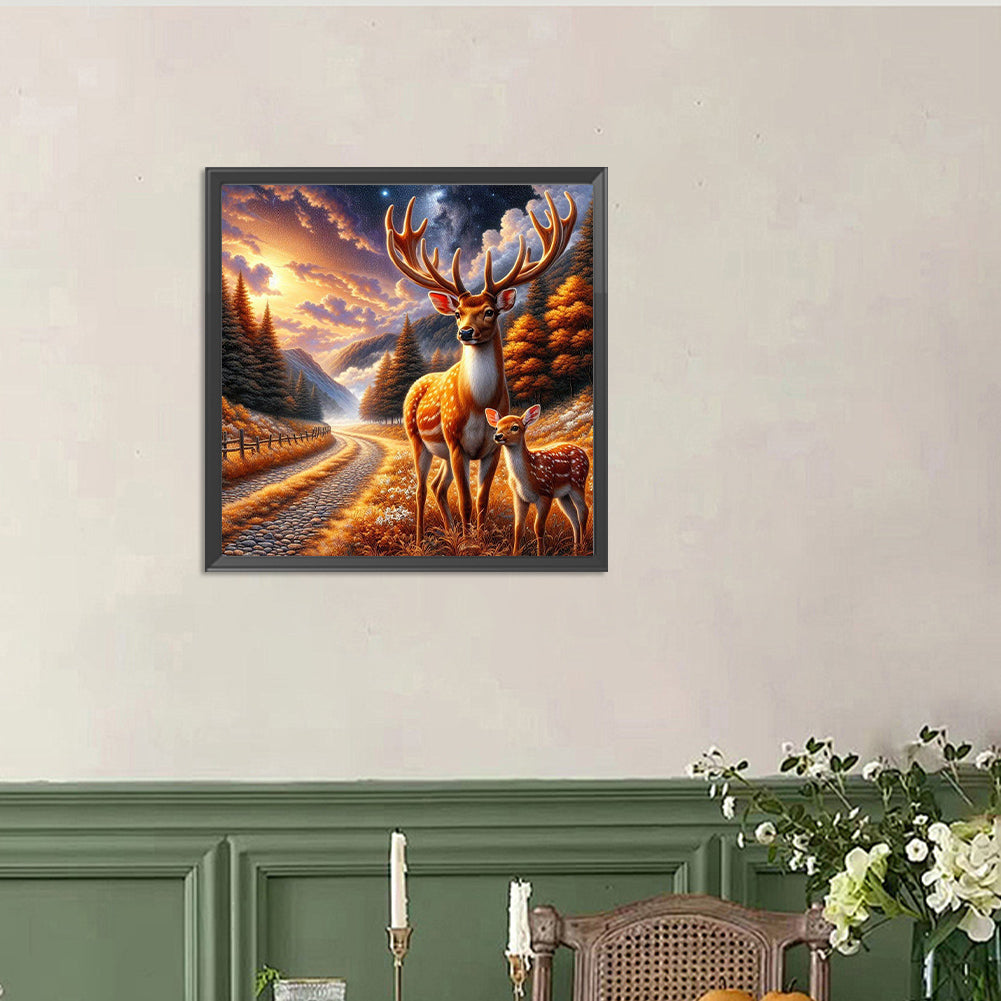 Fall Elk - Full Round Drill Diamond Painting 40*40CM