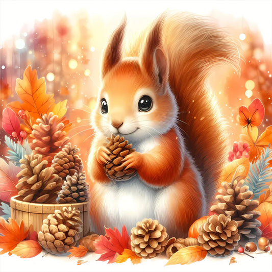 Autumn Squirrel - Full Round Drill Diamond Painting 40*40CM