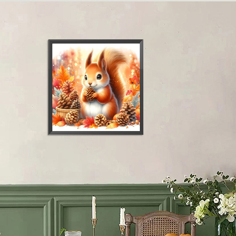 Autumn Squirrel - Full Round Drill Diamond Painting 40*40CM