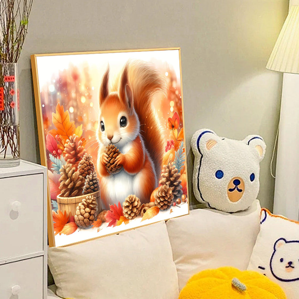 Autumn Squirrel - Full Round Drill Diamond Painting 40*40CM