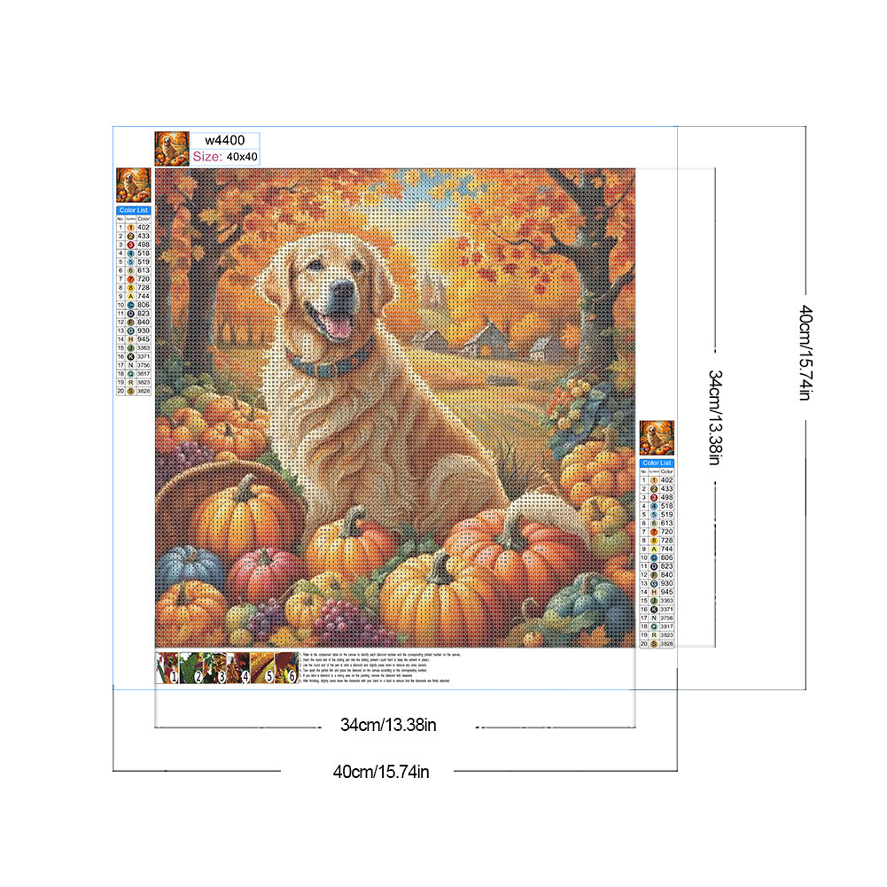 Autumn Dogs - Full Round Drill Diamond Painting 40*40CM