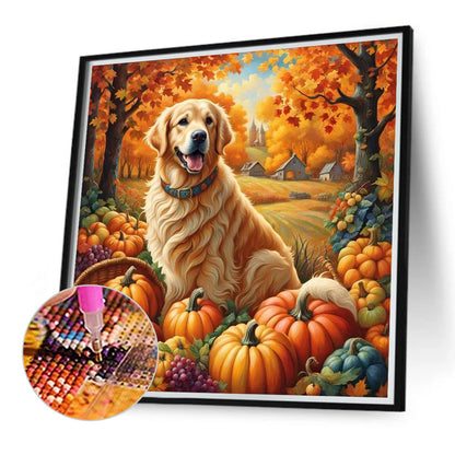 Autumn Dogs - Full Round Drill Diamond Painting 40*40CM