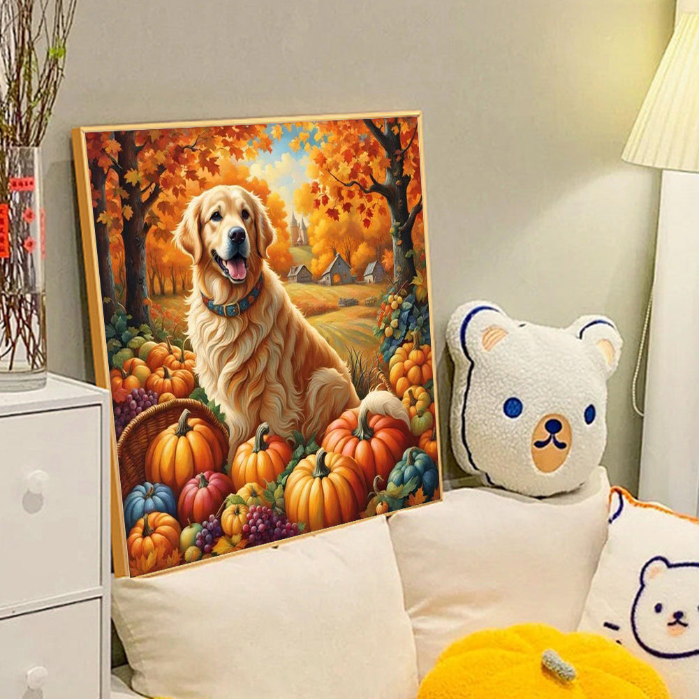 Autumn Dogs - Full Round Drill Diamond Painting 40*40CM