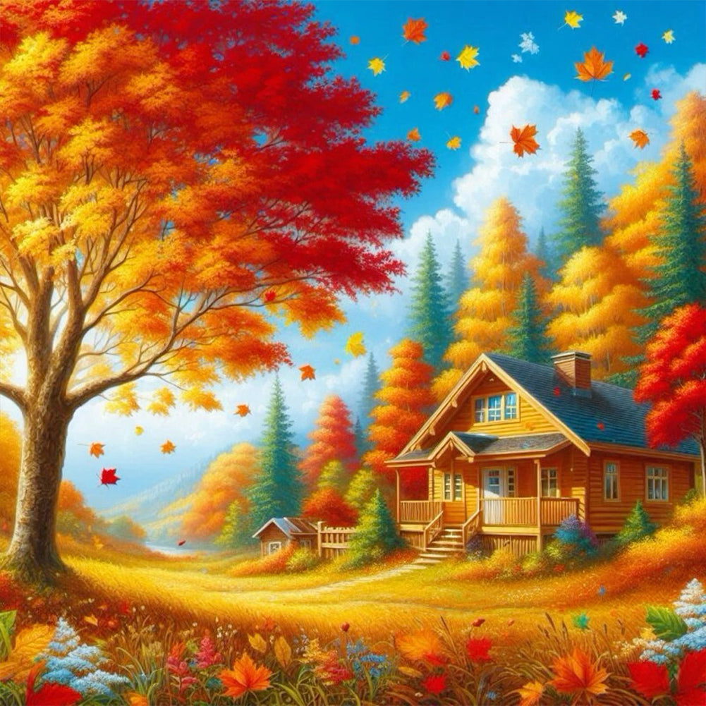 Autumn Scenery - Full Round Drill Diamond Painting 40*40CM