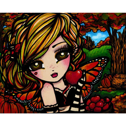 Butterfly Girl On Harvest Day - Full AB Round Drill Diamond Painting 50*40CM