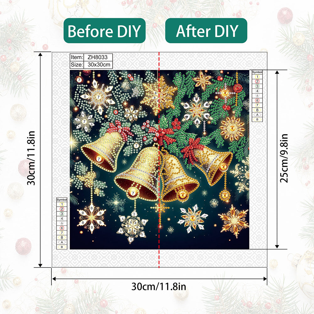 Christmas Atmosphere Bells - Special Shaped Drill Diamond Painting 30*30CM