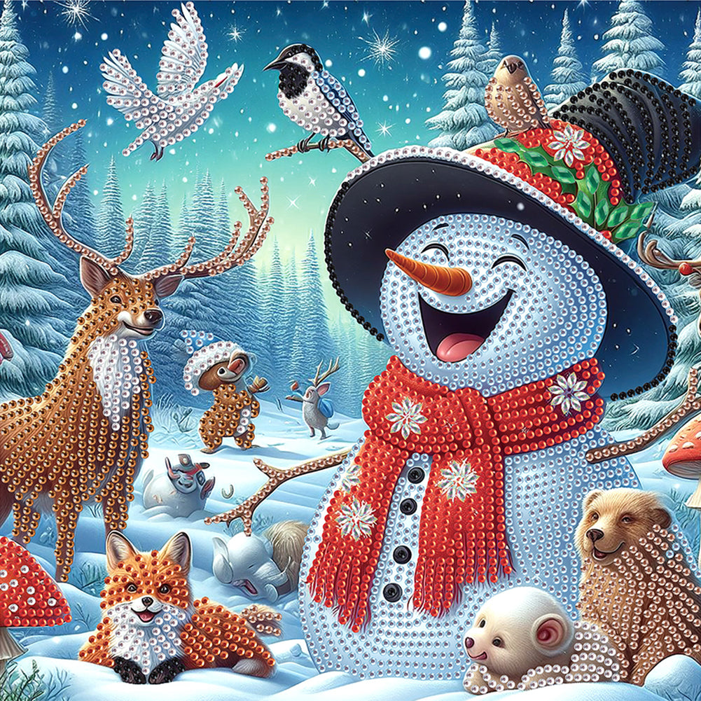 Christmas Atmosphere Snowman - Special Shaped Drill Diamond Painting 30*30CM