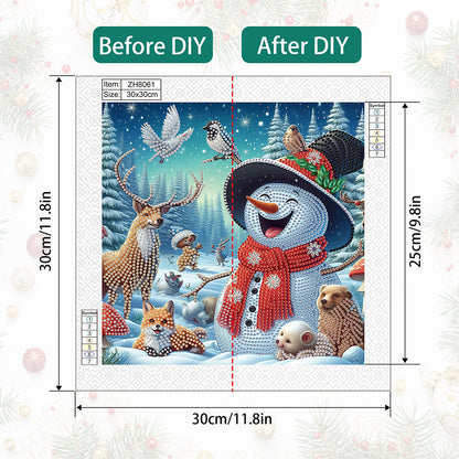 Christmas Atmosphere Snowman - Special Shaped Drill Diamond Painting 30*30CM