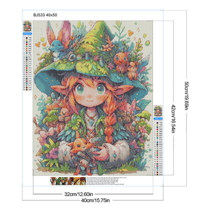 Forest Animals And Elf Girl - Full Round Drill Diamond Painting 40*50CM