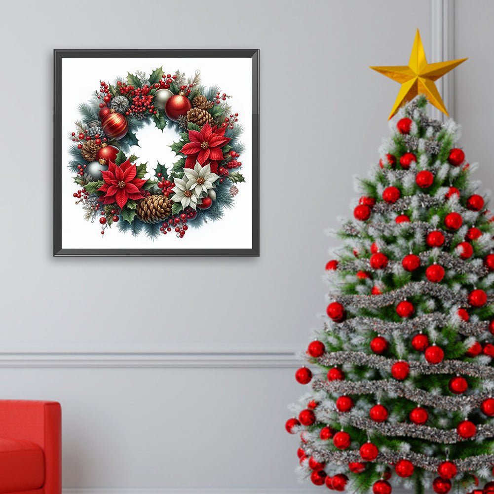 Christmas Wreath - Full Square Drill Diamond Painting 30*30CM